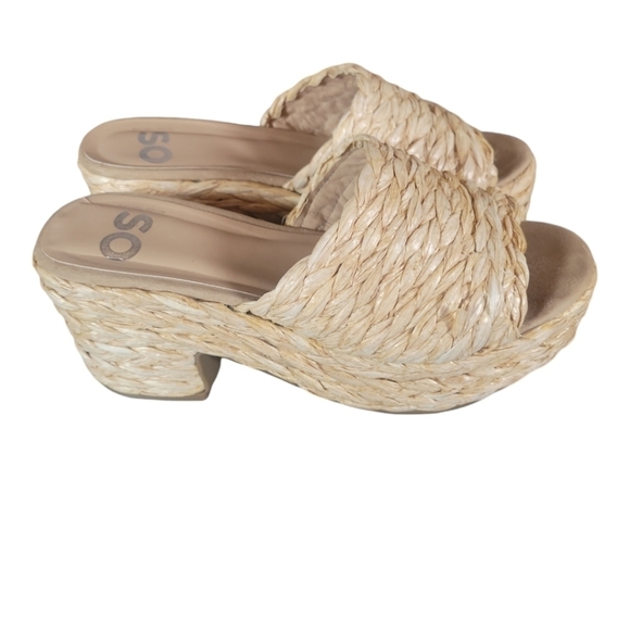 SO Women's Beena Raffia Platform Slip-on Mules Sz 8M - Picture 4 of 11